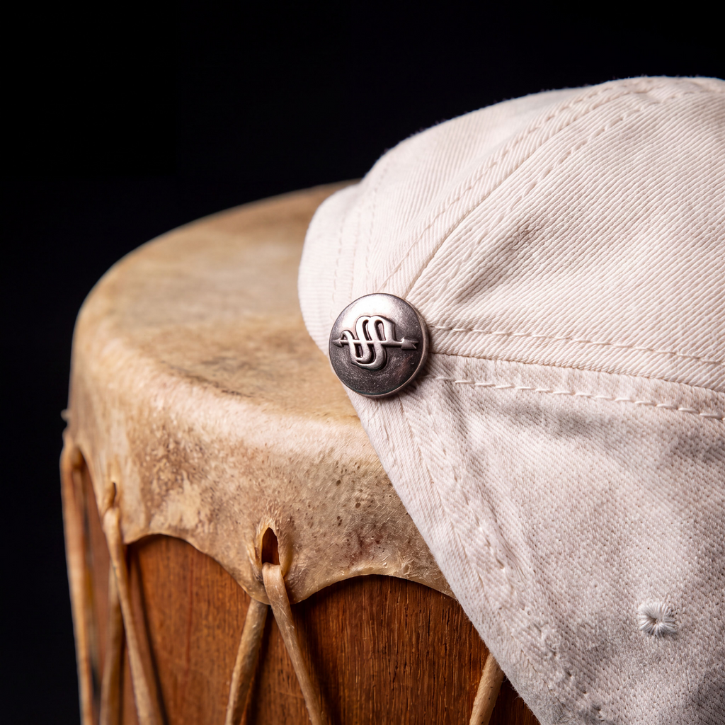 SOVRGN MONOGRAM CAP — DISTRESSED STONE BONE/BLACK