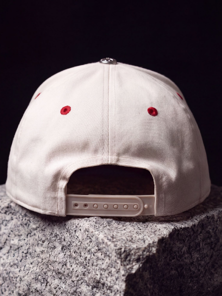 STILL HERE CAP-DISTRESSED BONE/RED