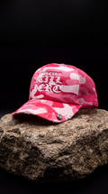 STILL HERE CAMO TRUCKER — DISTRESSED PINK