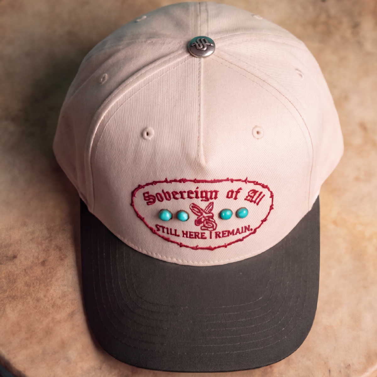 SOVRGN BARBED WIRE CAP — BONE/BLACK