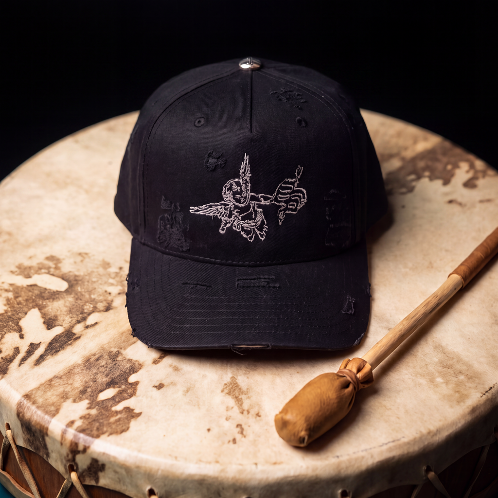 S CHERUB CAP-DISTRESSED BLACK