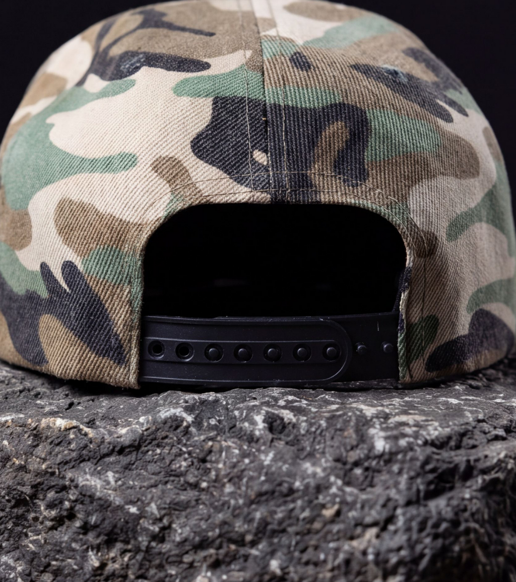 INDIAN COUNTRY CAMO CAP — DISTRESSED WOODLAND/BLACK