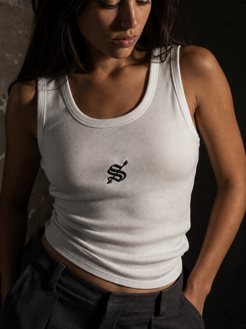 SOVRGN "S" RIB TANK — WHITE